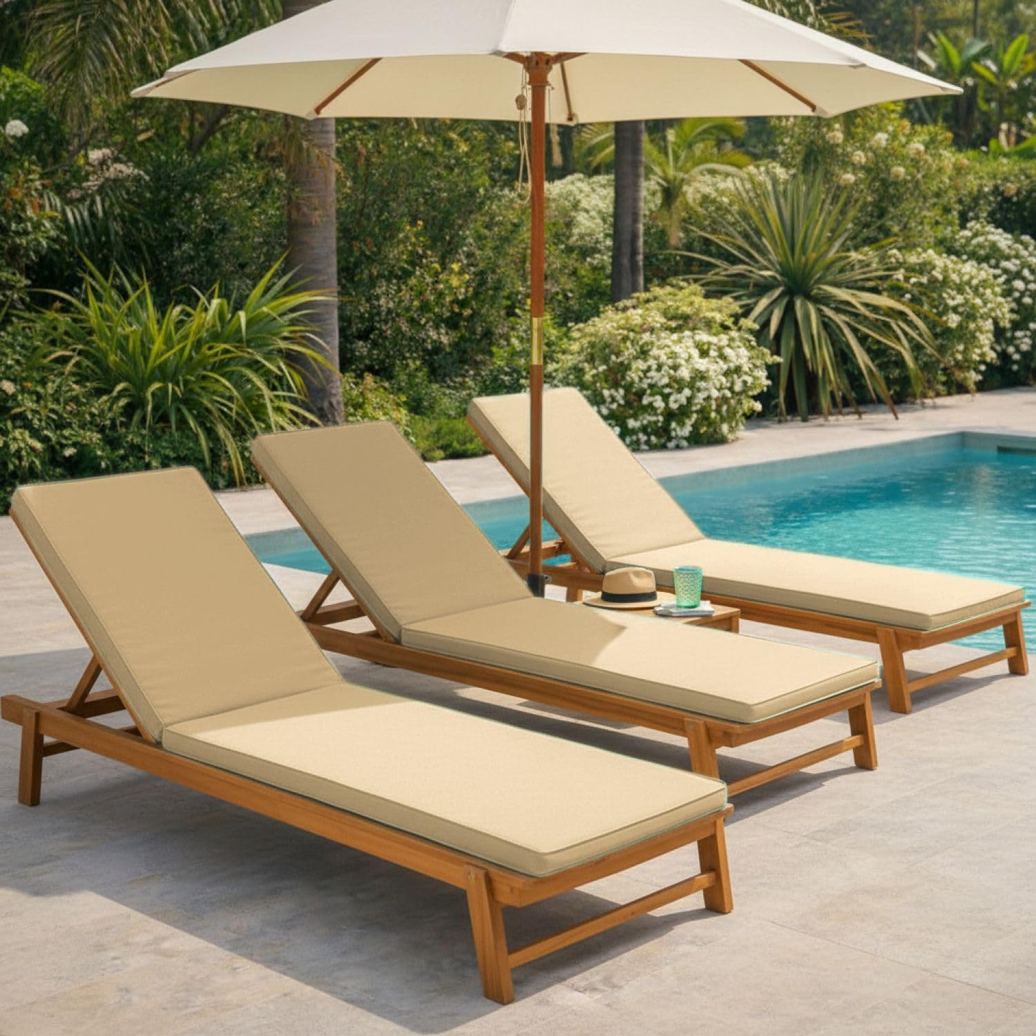 Linxor - Coussin déhoussable pour Bain de Soleil, transat - 183 x 60 cm - Plusieurs Coloris