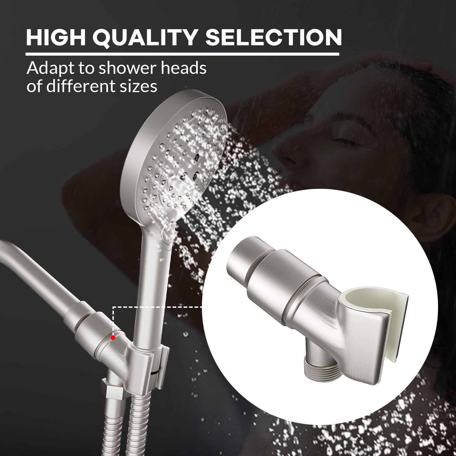 Soporte de cabezal de ducha de mano de metal, soporte de varita de ducha ajustable con soporte universal para brazo de ducha y bola pivotante de latón, para conectar el brazo de ducha y la manguera de