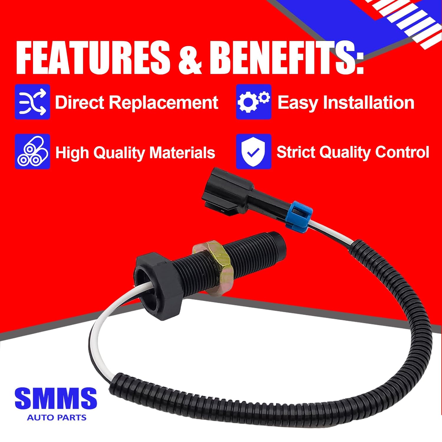 SMMS Speed Sensor with Screw for Mack 1989-2010 Heavy Duty Trucks, Diesel, Black Replaces OE: 25166488