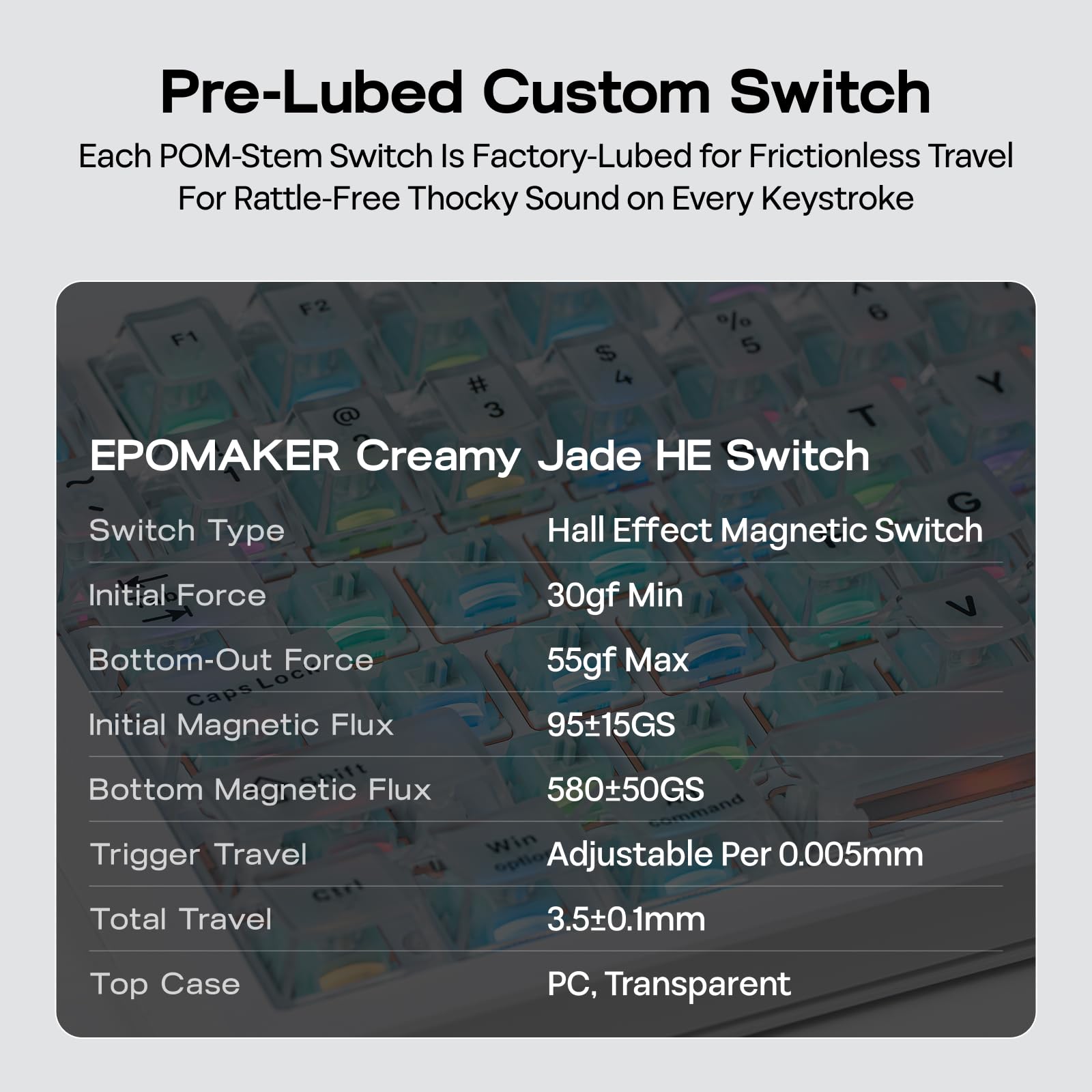 EPOMAKER HE75 V2 Clavier Gamer à Effet Hall, Interrogation 8K&0,1ms, 8000mAh&2,4GHz/BT, Switch&Bouton Hot-Swap, Actuation Réglable 0,005mm, Clavier Magnétique Rapid Triggering, Thocky, QWERTY (Blanc)