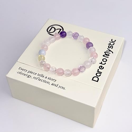 Miniatura 5 de Pulsera de cristal curativo Five Elements con amatista cuarzo rosa citrino y aguamarina, equilibrio armonía y alineación de energía, regalo