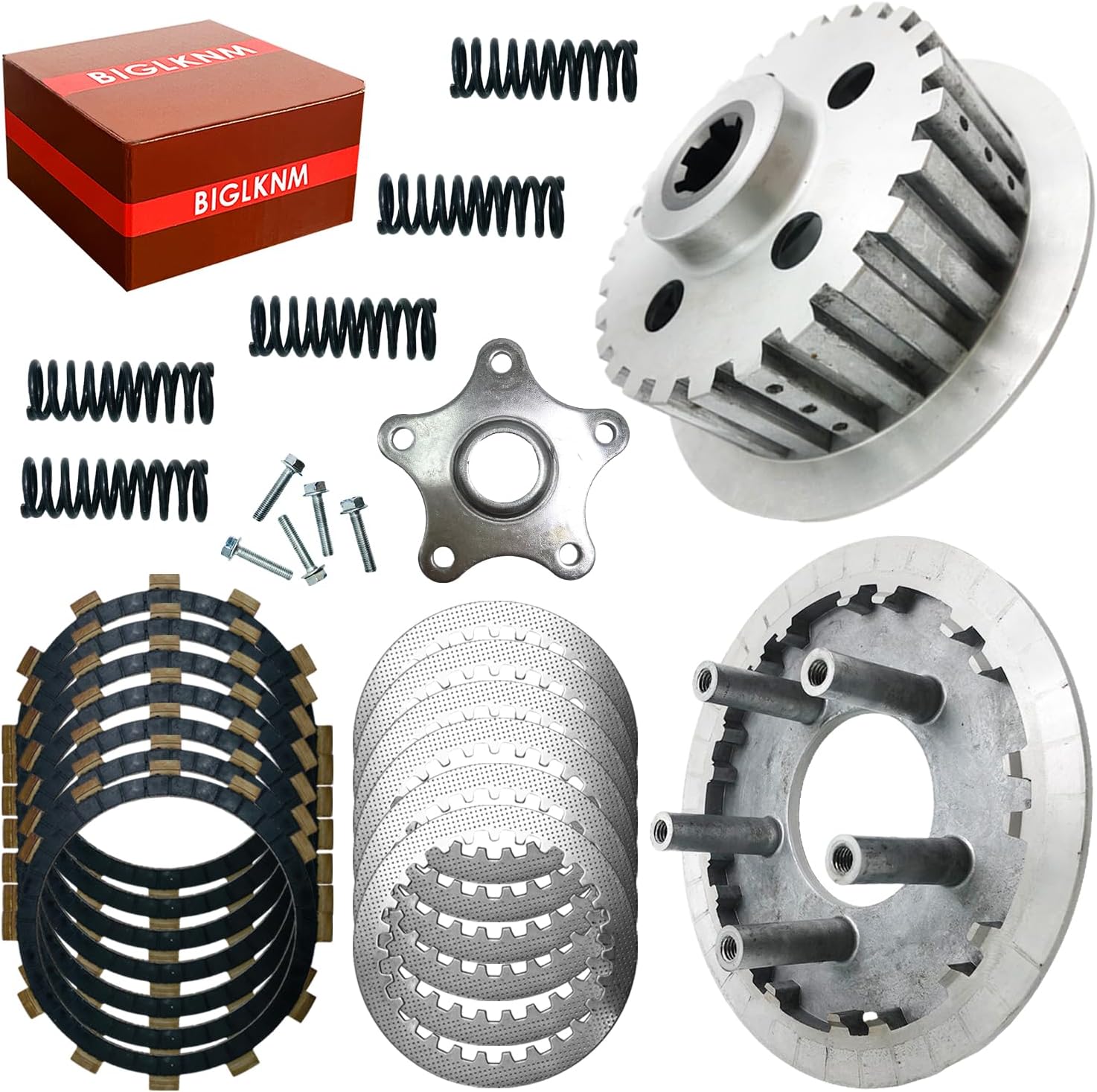 Completed Clutch Disc Friction Plate Kit with Springs Replace for Raptor 350 Warrior 350 Big Bear 350 2x4 4x4 Kodiak 400 MOTO-4 350 TERRA PRO 350, Heavy Duty Pressure Plate