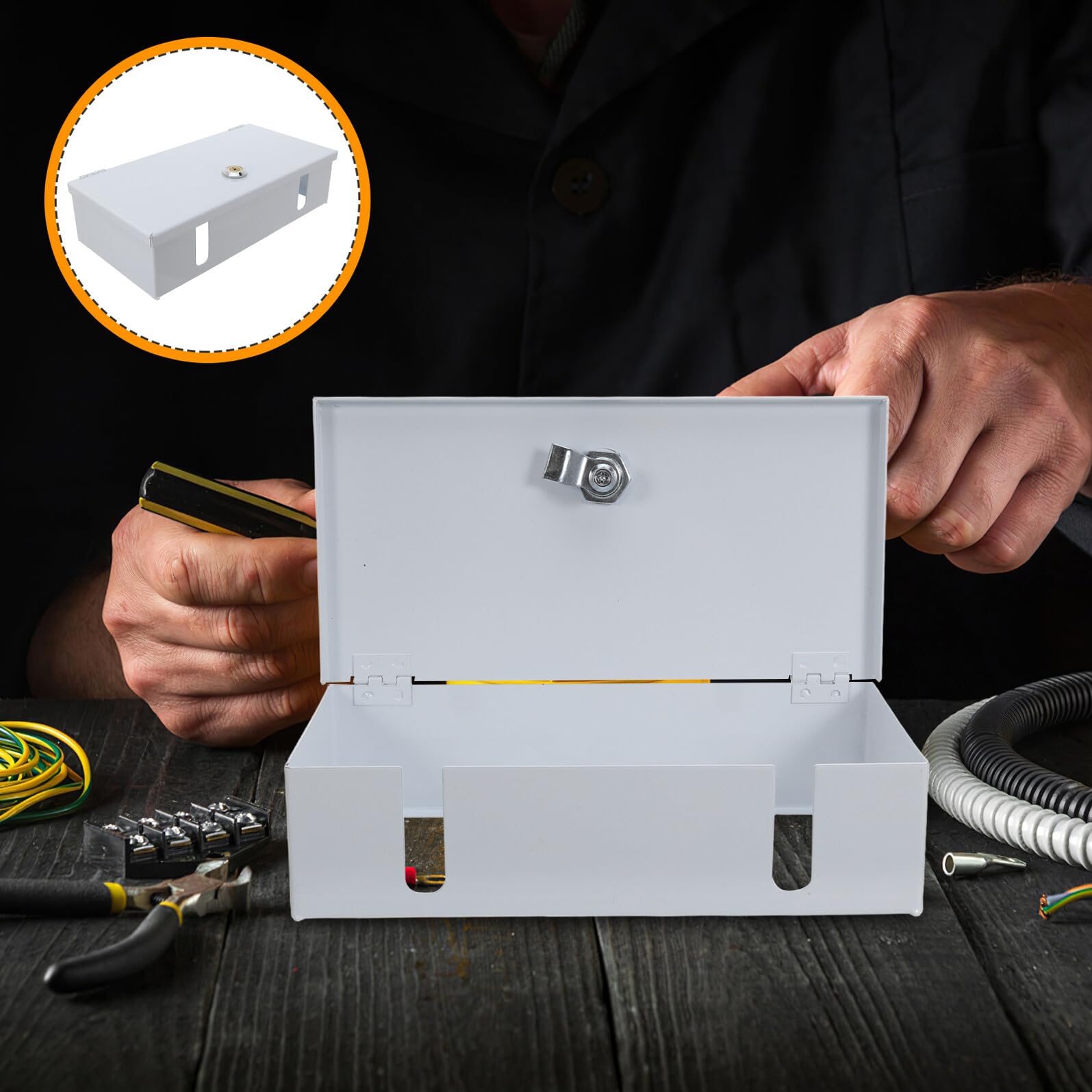 Caja Protectora de Enchufe de Pared Tipo Cubierta y Cerradura Antirrobo Caja Resistente para Enchufe Exterior Protección Contra Salpicaduras para Cocina y Baño