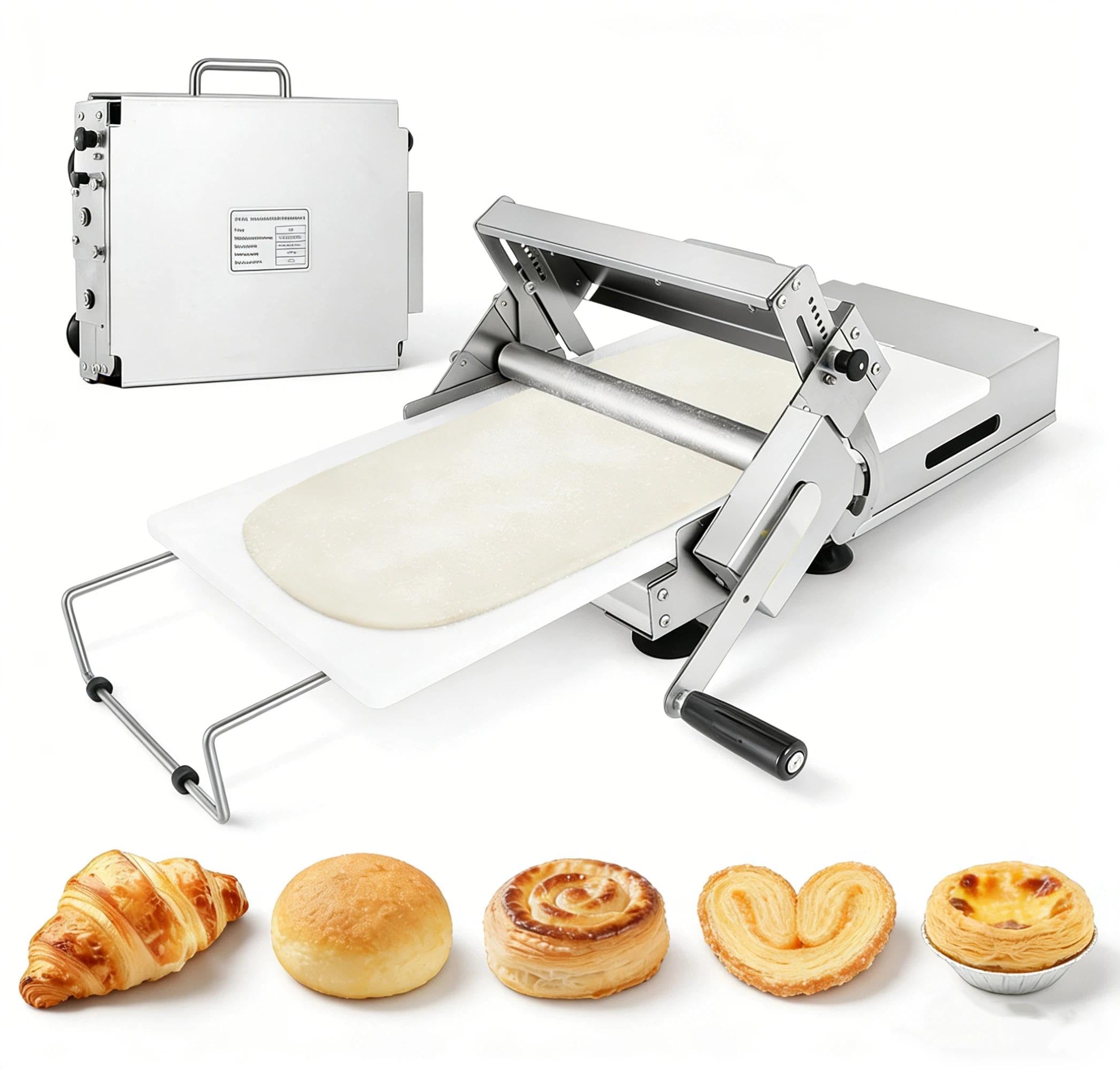 Sfogliatrice manuale da 30,5 cm, in acciaio inox, con controllo di precisione dello spessore per pizza, torte, croissant e panetteria