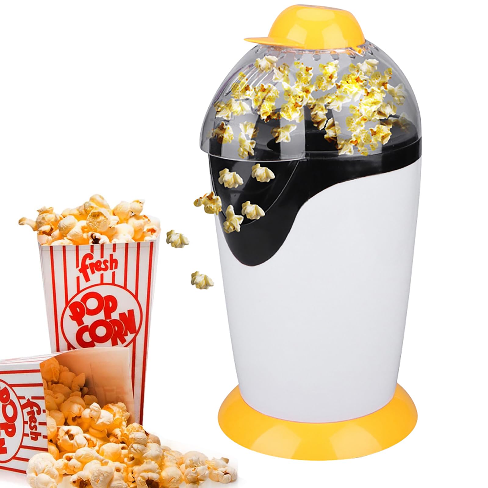 Maszyna do popcornu, elektryczna maszyna do popcornu na gorące powietrze, nieprzywierająca wewnętrzna, gotowanie 3 min., 97% szybkości poppingu, bez BPA, łatwy w użyciu, idealny do akademika, na