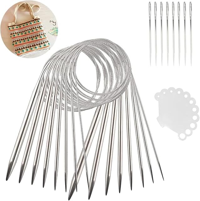 GZGXKJ 21 Pcs Circular Knitting Needles Set Stainless Steel Circular Needles Different Size Knitting Needles 2mm to 8mm Double Pointed Knitting Needles with Cable
