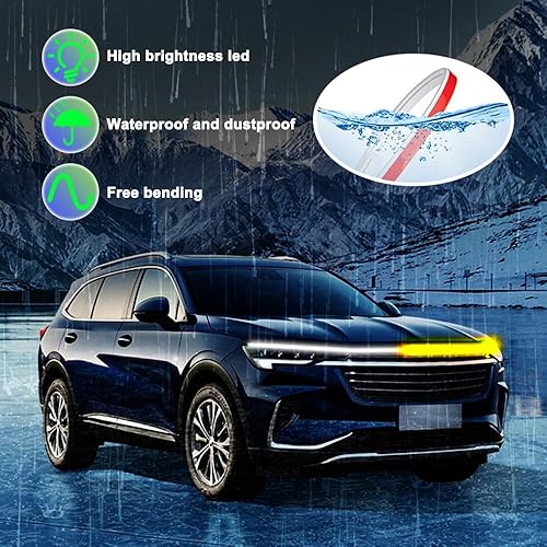 Miniatura 9 de Tira de luz para capó de automóvil, tira de luces LED flexibles para exteriores, 71 pulgadas, impermeable, para capó de automóvil, tira de luz