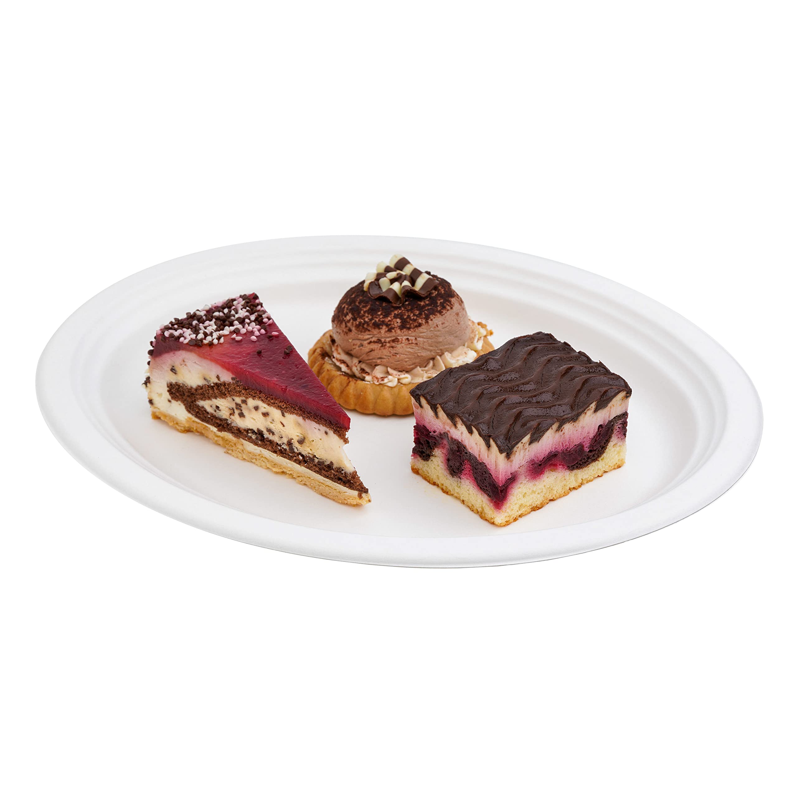 STACKABLES Paquete de 25 bandejas para servir, ovaladas, desechables, color blanco, de caña de azúcar, para fiestas, bodas, catering y fiestas de cumpleaños
