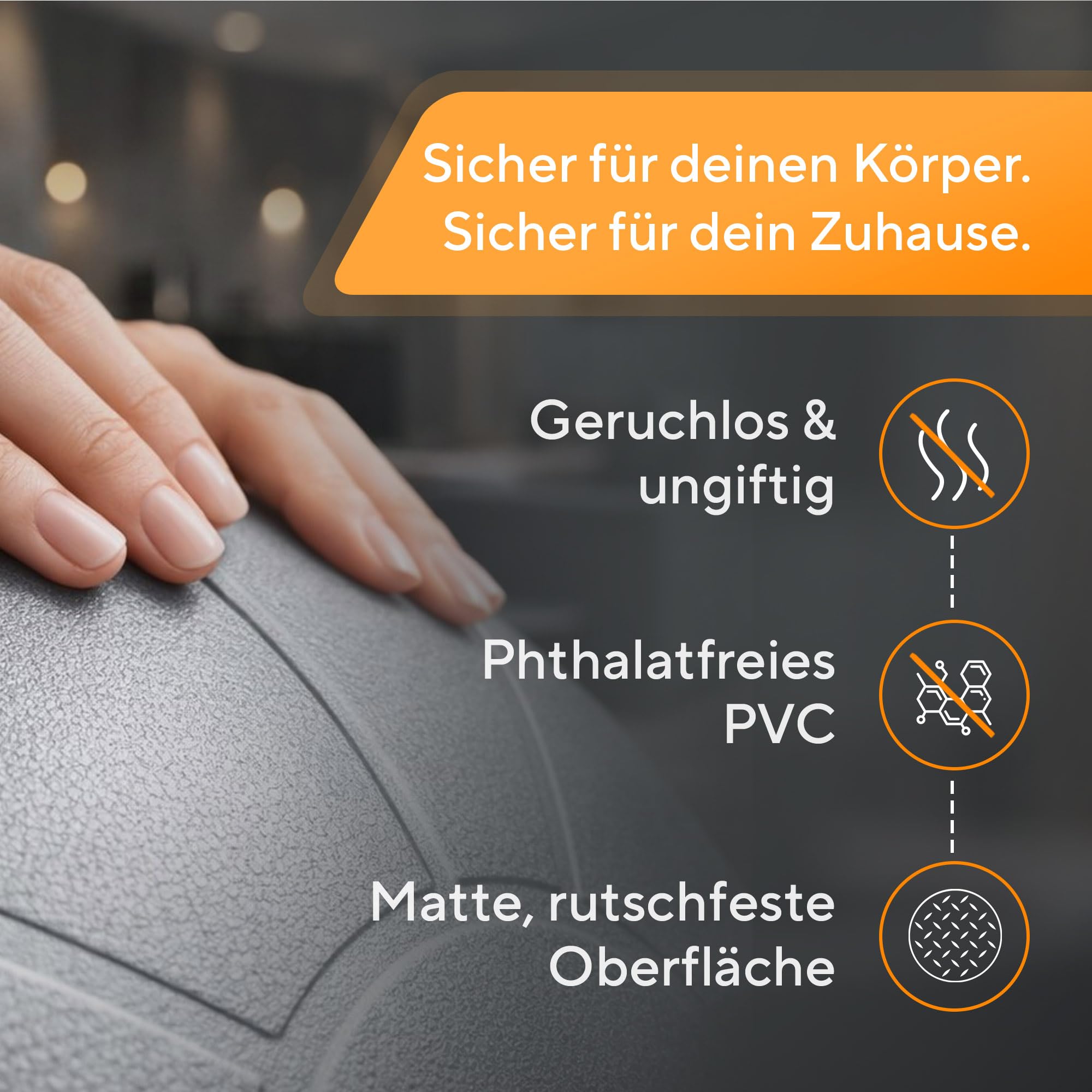 Gymnastikball – Anti-Burst Sitzball, Balance Ball für Schwangerschaft & Yoga - Pilates Ball für Büro & Rückentraining mit Pumpe