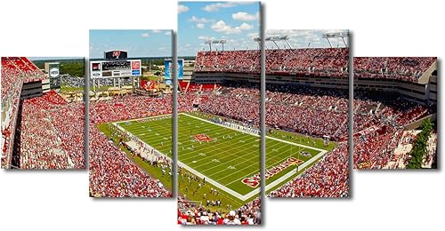 Vista 447 de Cuadros de estadios deportivos de fútbol americano de Minnesota, cuadros de vikingos, 5 paneles, lienzo para pared, arte de pared del estadio