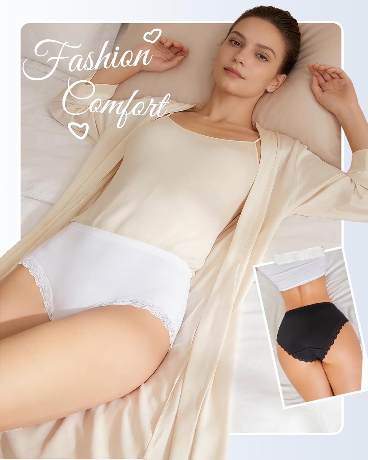 UNDER THE SEA Cotton Underwear for Women Plus Size Sexy Lace Bikini Panties Breathable Womens Cheeky Panty 5 Pack S-XXL - Image 2