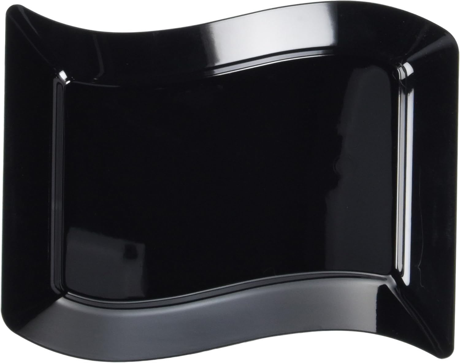 Fineline Settings Wavetrends Black Rectangular-Wave China-Like 7.5" X 12" Plate 120 Pieces