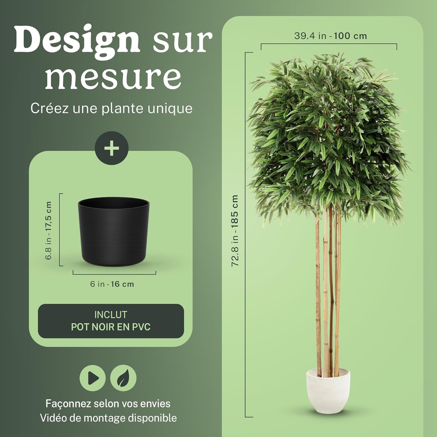 Maia Shop | Arbre Artificiel | Amandier Artificiel | Plantes Artificielles Interieur | Mesures 105 x 60 cm | Fausse Plante | Arbre Artificiel | Decoration Maison — vue 12