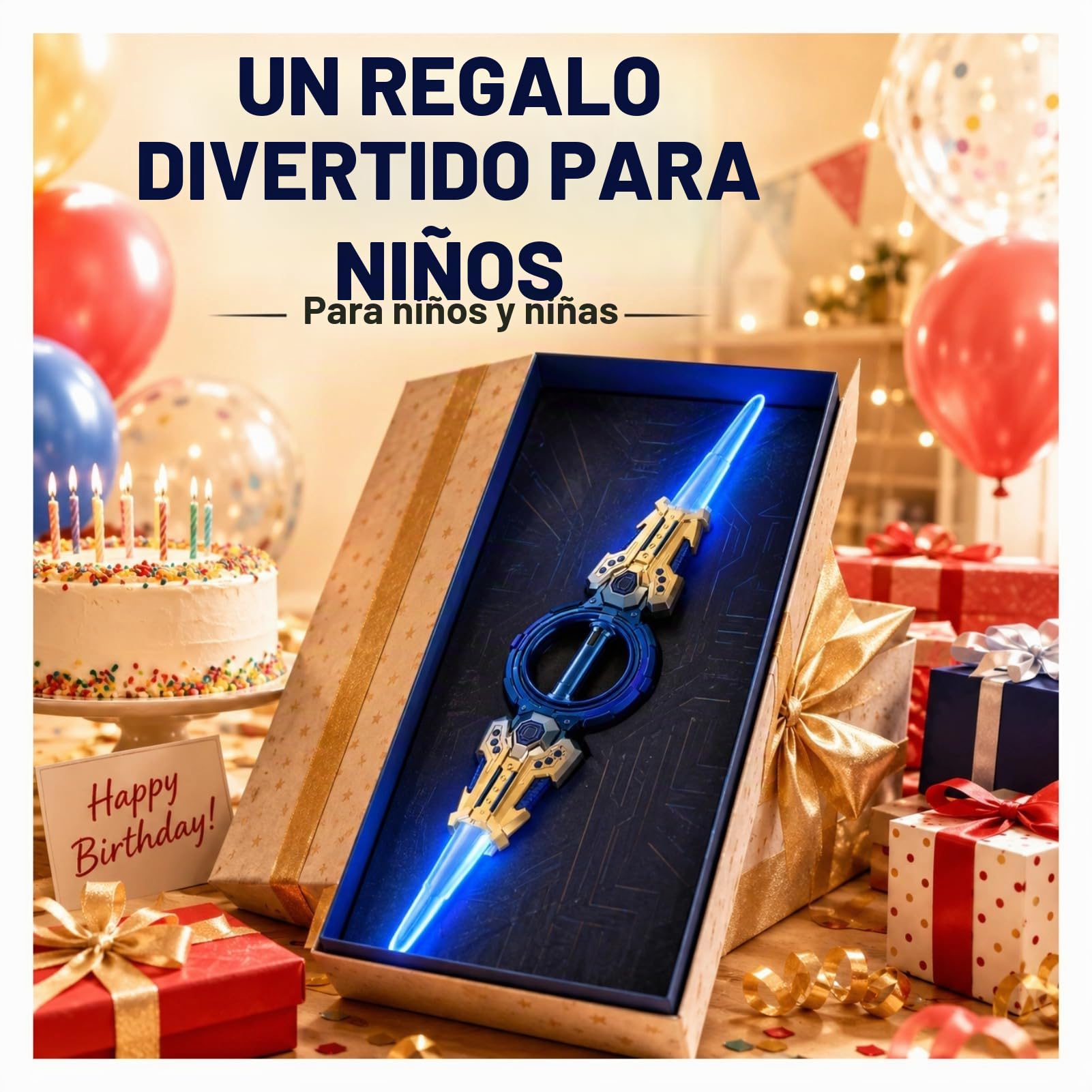 Cuifati Espada Luminosa para niños, Espada Katana retráctil LED, Sable Luminoso Giratorio Recargable para niños y niñas