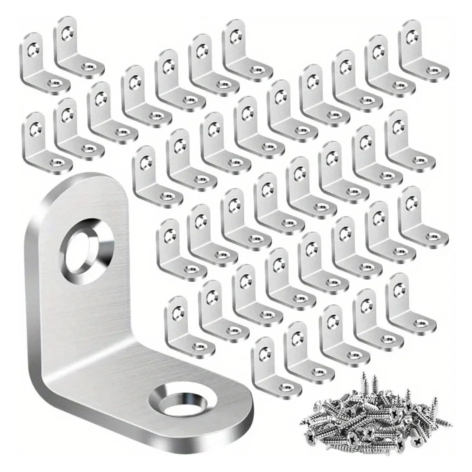 Rrypbovg Silvery L Brackets 40Pcs Stainless Steel Small Right Angled Corner Braces For Bookshelves Wooden Furniture Chairs And Drawers