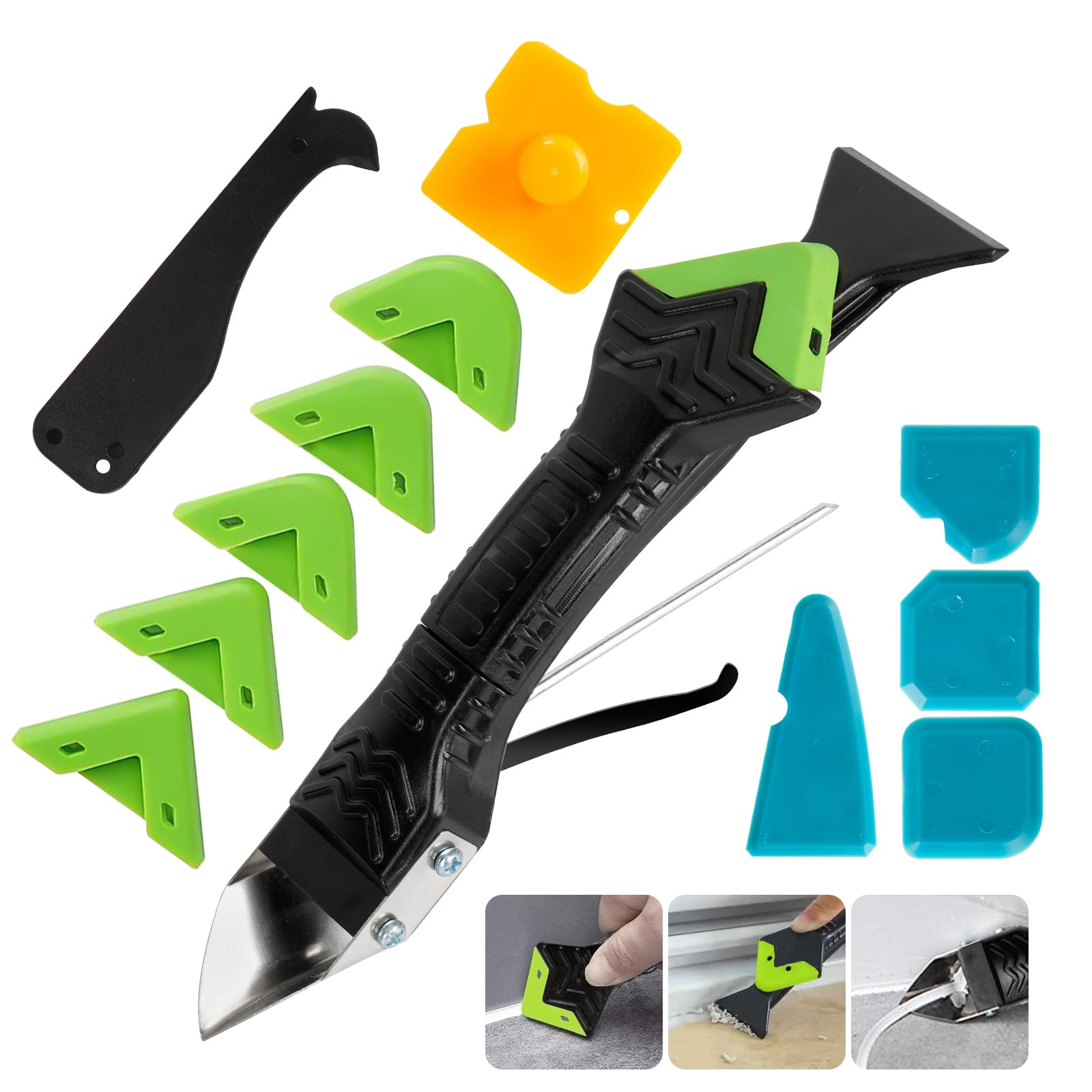 Strumenti per Calafataggio Silicone Kit 5 in 1, Raschietto e Spatola per Sigillante, Rimozione per Finestra