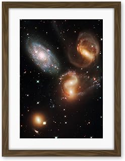 Artery8 Hubble Space Telescope Image Galactic Wreckage In Stephan's Quintet Clash Of Galaxies Stellar Observations In The Hickson Compact Group 92 Artwork Framed Wall Art Print 18X24 Inch