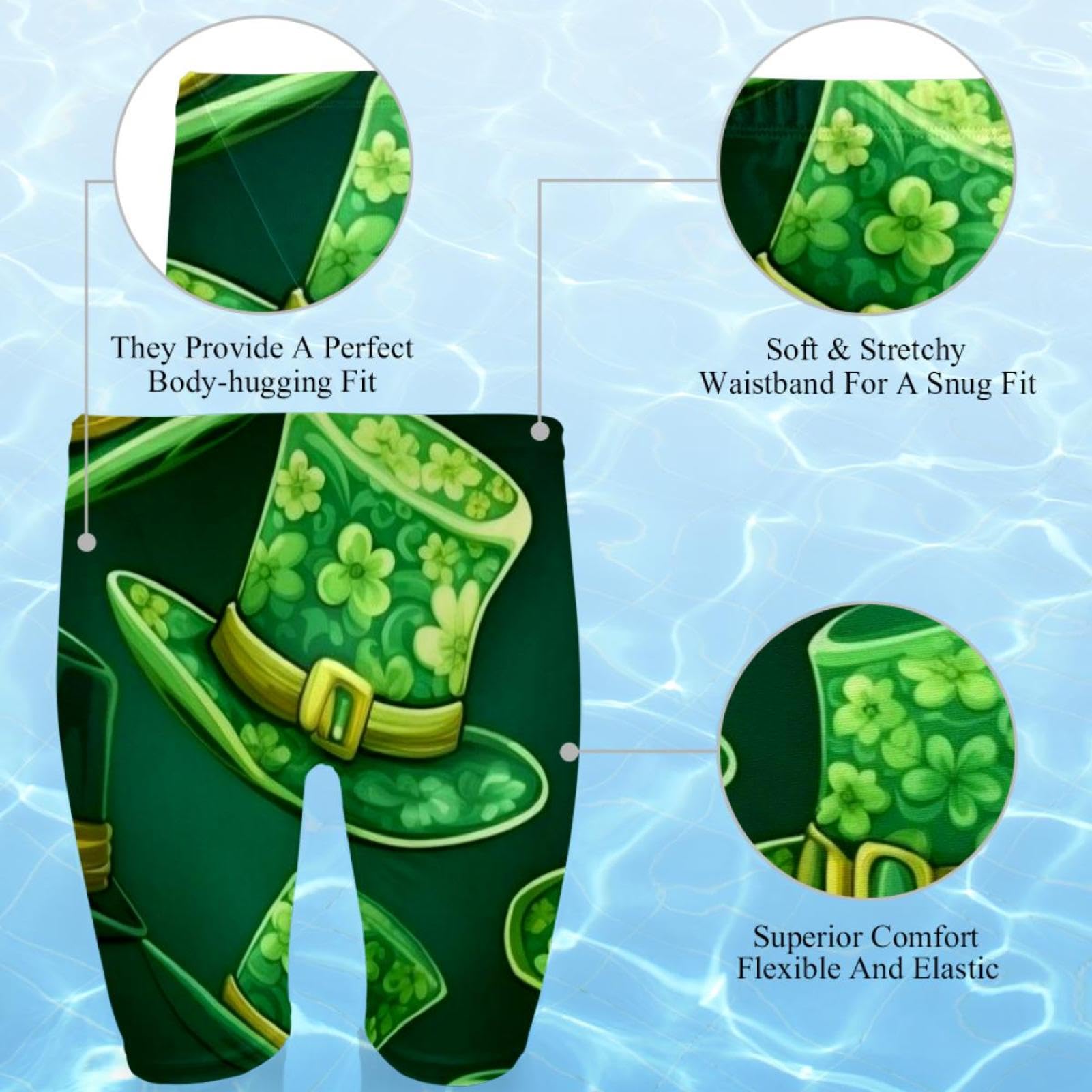 St Patrick's Day Swimsuit for Men & Boys,Competition Lap Swim Suit, Square Leg Endurance Training Multicoloured