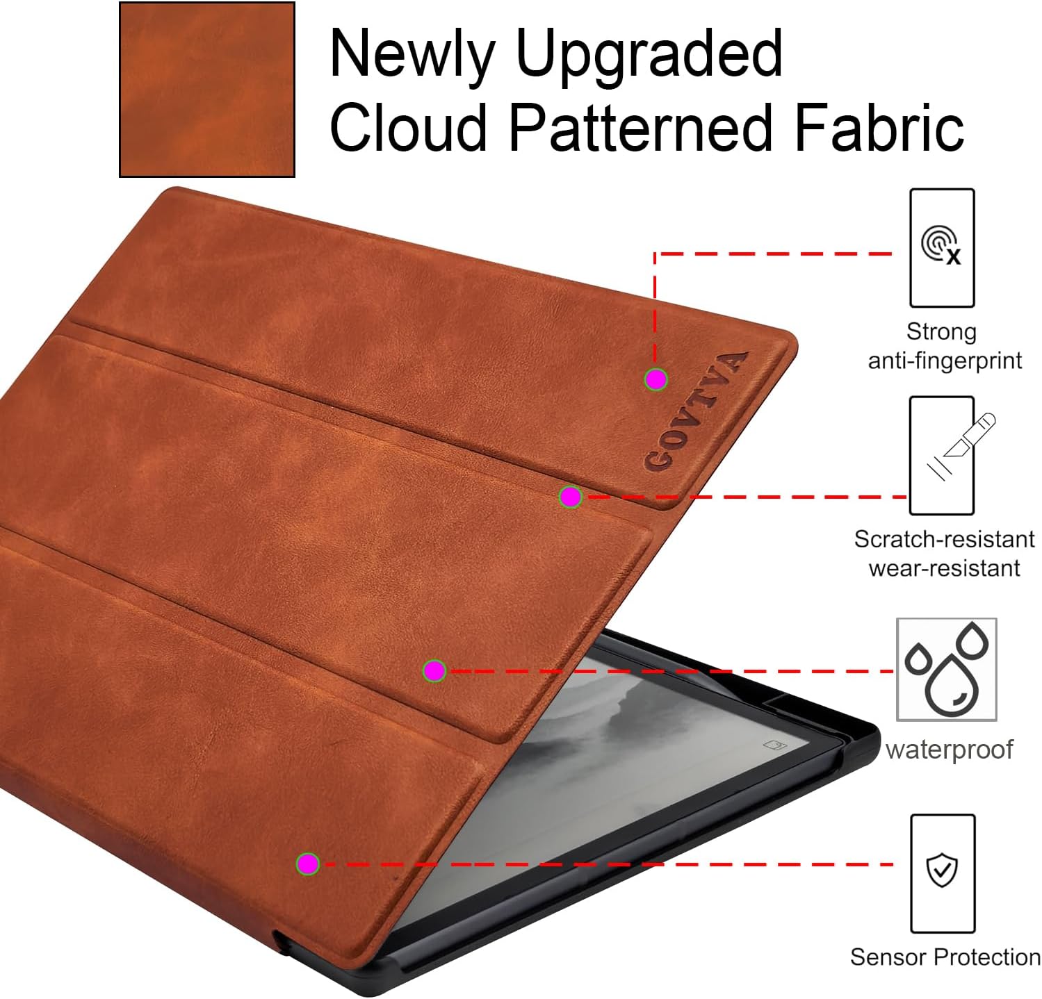 Protective Folio Case for iFLYTEK AINOTE Air 2, Ultra-Thin Lightweight Trifold Protective Cover with Built-in Pen Holder Auto Sleep/Wake for AINOTE Air2 Tablet 8.2 inch (Brown)