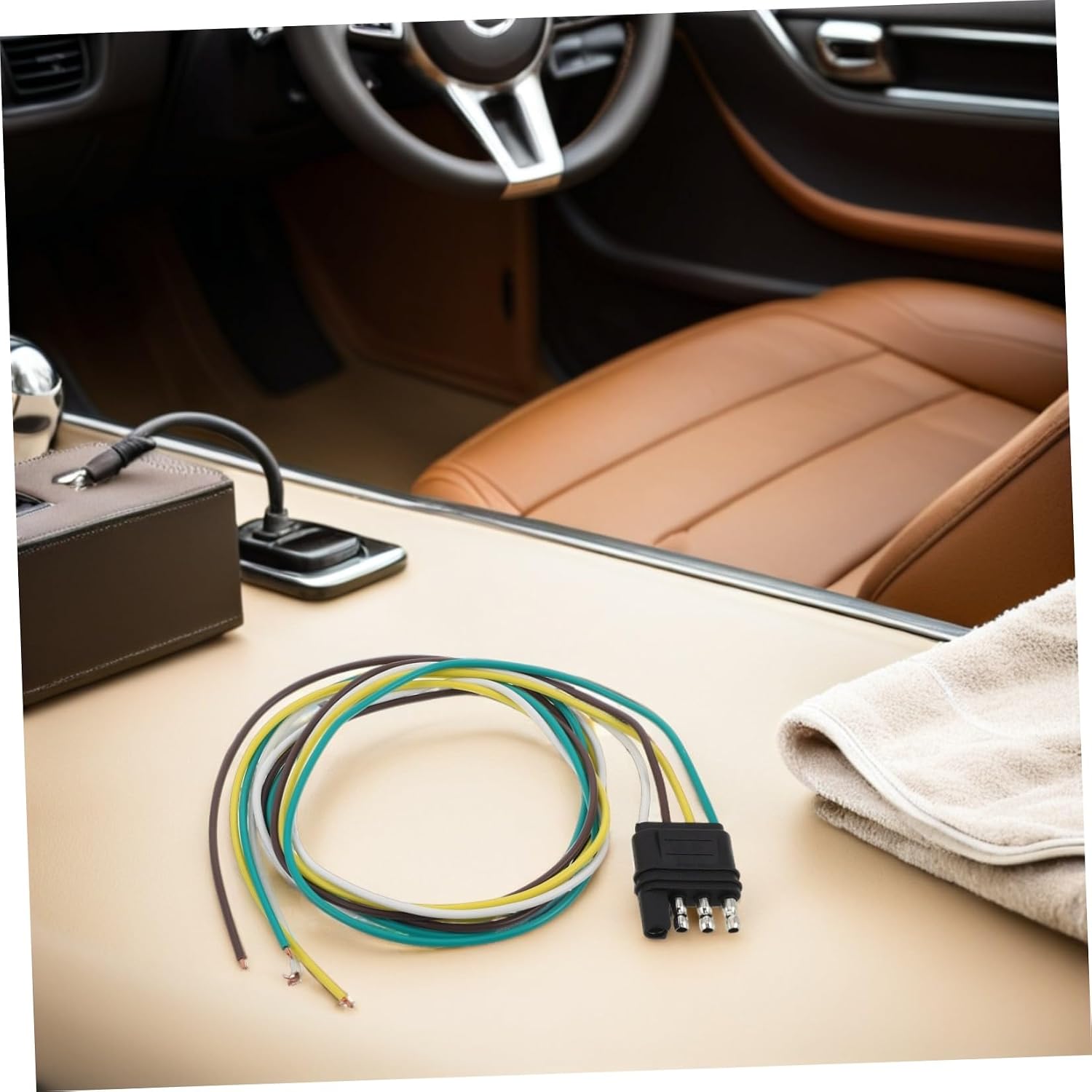 FOMIYES Pin Trailer Connector Converter with Wire for Vehicle and Trailer Towing Flat Wiring Harness Adapter for Rv and Utility Applications