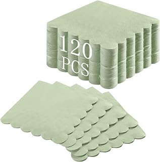 NatNarr Sage Green Scalloped Napkins, 120-Pack