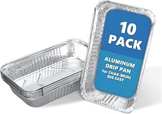 Aluminum Grill Drip Pan Liners for Char-Broil The Big Easy 2425514W12 Grease Tray, Heavy Duty Disposable Foil Grease Catchers for Charbroil Big Easy Turkey Fryer Accessories, 10 Pack
