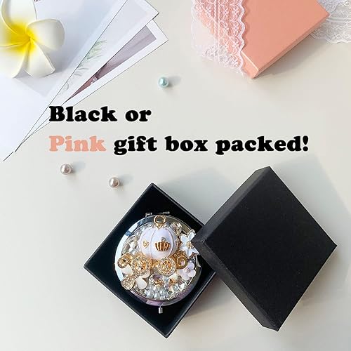 Miniatura 7 de Bonito espejo compacto de calabaza Coach pequeño espejo de viaje para regalo para niña, espejo de viaje de aumento 1x2x, espejo de maquillaje de