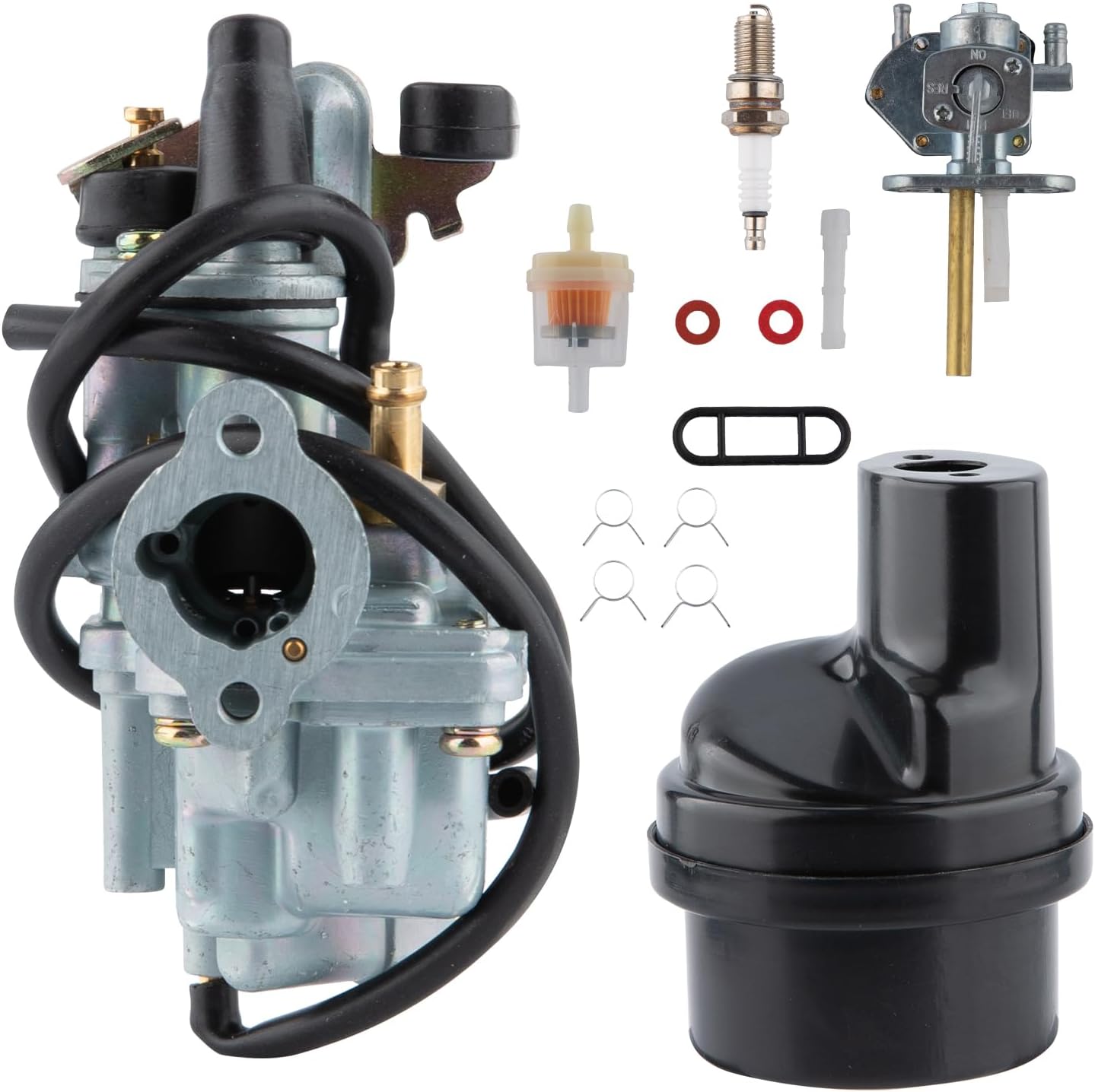 LT50 Carburetor Kit for Suzuki ATV Quad 50 MiniQuad Sport LT50 LT-A50 1984-2005 Motorcycle JR50 JR50 1984-2006 with Fuel Tank Piston Switch Valve