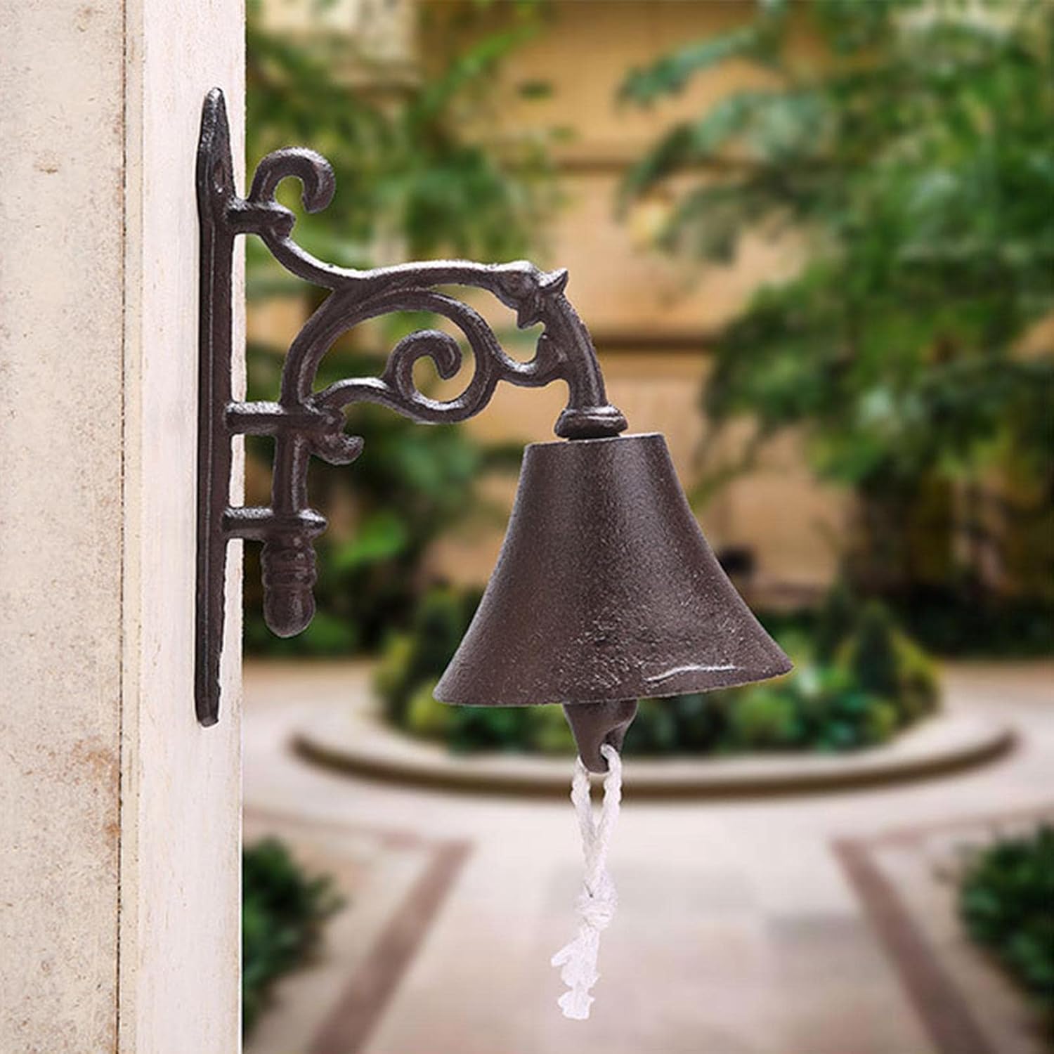 Heavy Duty Cast Iron Wall Bell, Garden Decoration Welcome Sign Chime Accessories Front Doorbell, Outdoor Iron Door Garden Porch, Vine Bell (Vine Bell)
