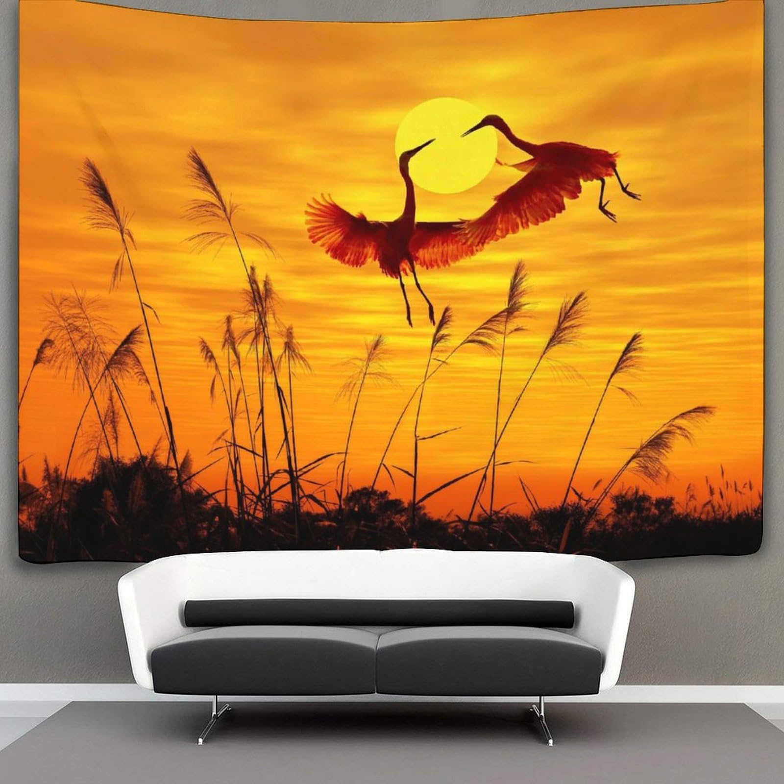 kaiyun Sunset Heron Tapestry Bedroom Aesthetic Indie Wall Room Decor Birds Animals Wall Hanging,Wall Art 100cmx150cm
