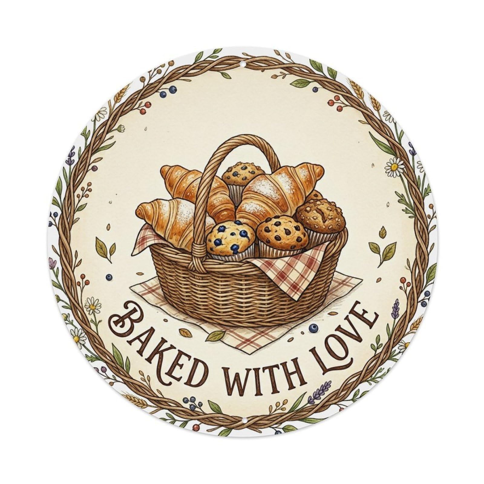 Baked With Love Home Kitchen Cake Metal Tin Sign