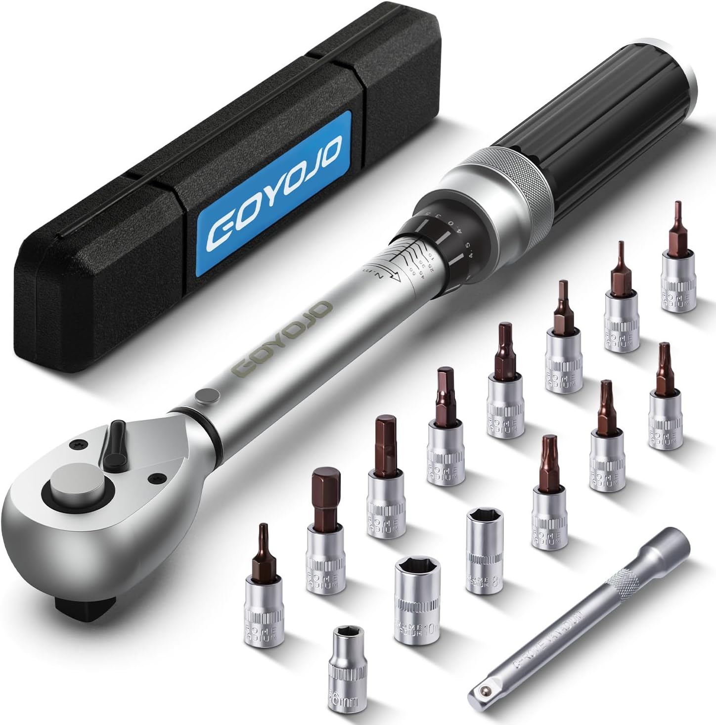 GOYOJO Torque Wrench 1.5-17.7 ft-lbs (2-24 N.m) Precision 1/4" Drive for Bicycles Motorcycles DIY & Light Automotive Durable Chrome Vanadium Steel ISO6789-2003, GB/T15729-2008, ASME B107.14M Certified