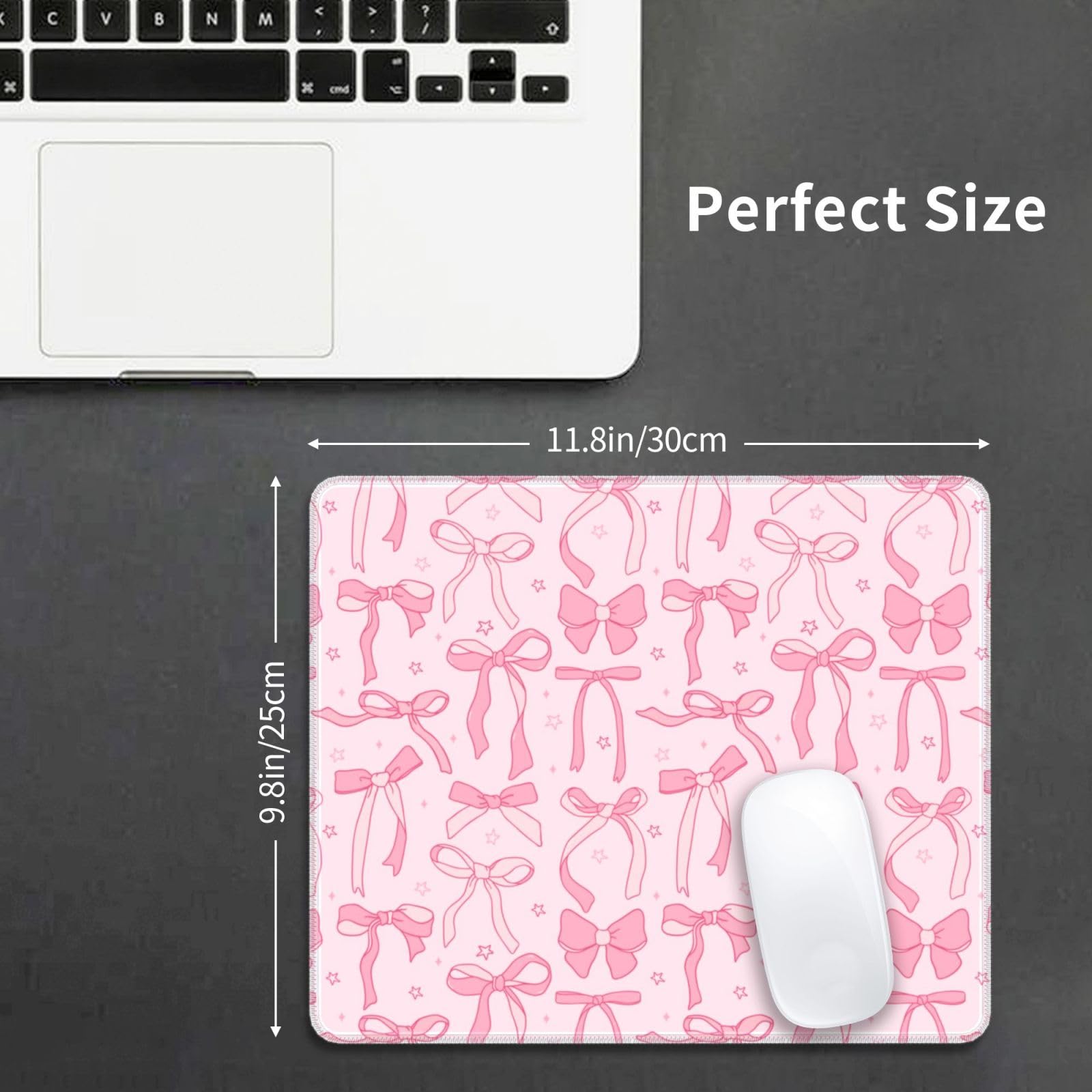 Large Mouse Pad, Pink Bow Desk Mat Gaming Mouse Pad 31.5 X 11.8in For