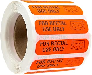 Red for Rectal Use Only Stickers / 500 Small Labels / 0.375" x 1.5" Fluorescent Red Permanent Adhesive Sticker