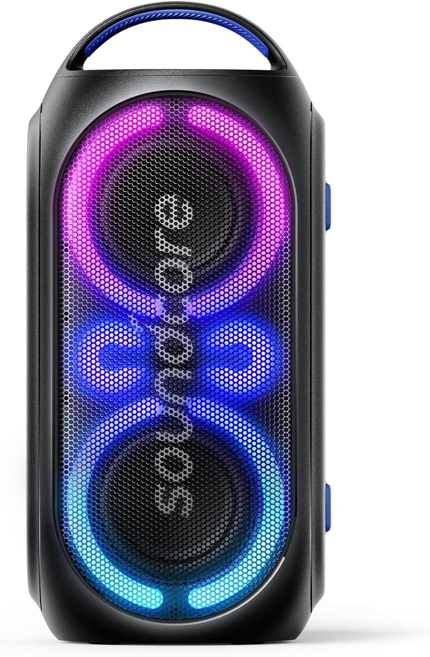Soundcore Anker Rave Party 2 Portable Speaker, 120W Stereo Sound, PartyCast 2.0, Light Show, IPX4 Water-Resistant, 16H Playtime, Mic Input, Custom EQ & Bass Up for Party (Renewed)