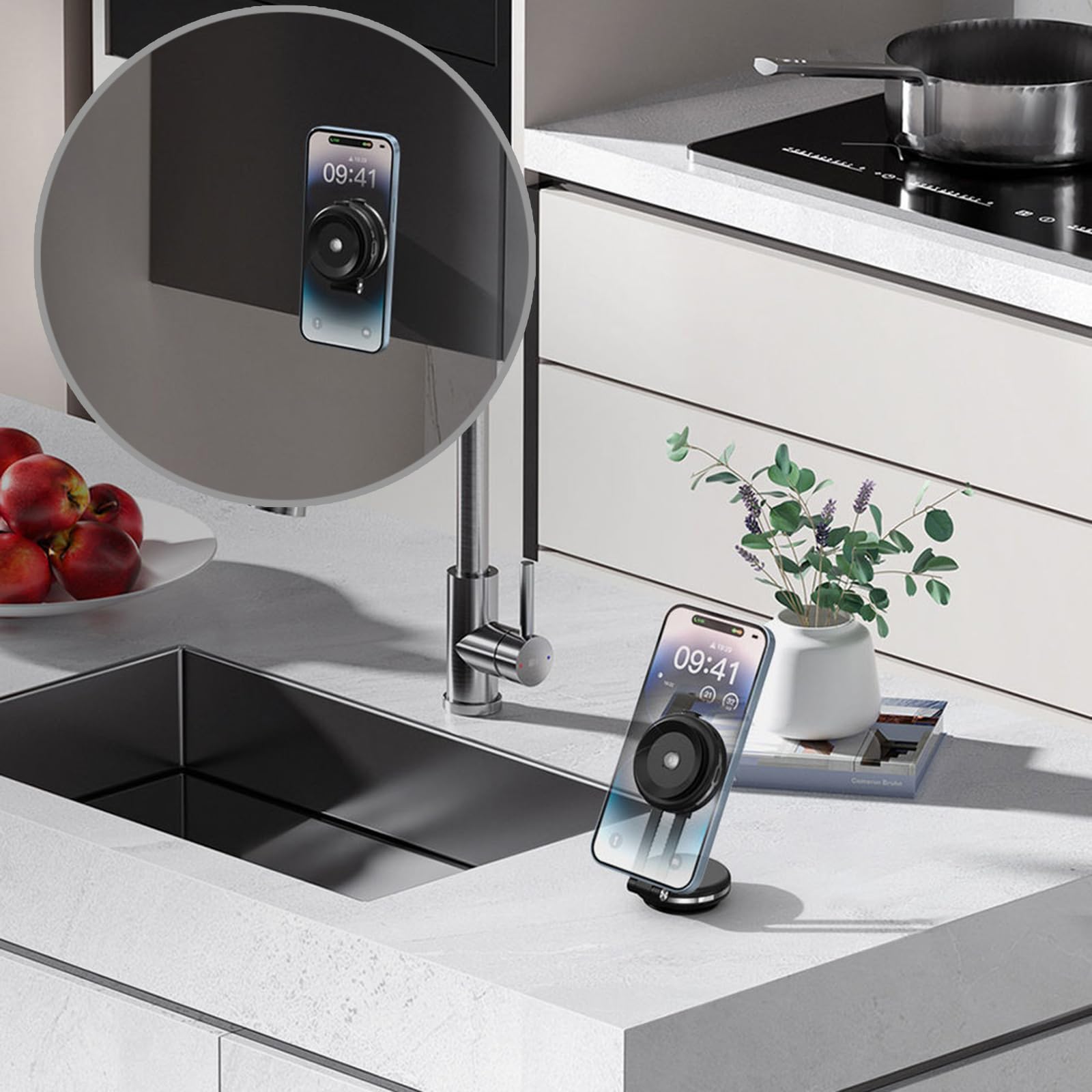 Supporto per Supporto per Smartphone Magnetico Parabrezza con Aspirazione A Vuoto A 360 Gradi Rotabili per Le Videochiamate Navigazione