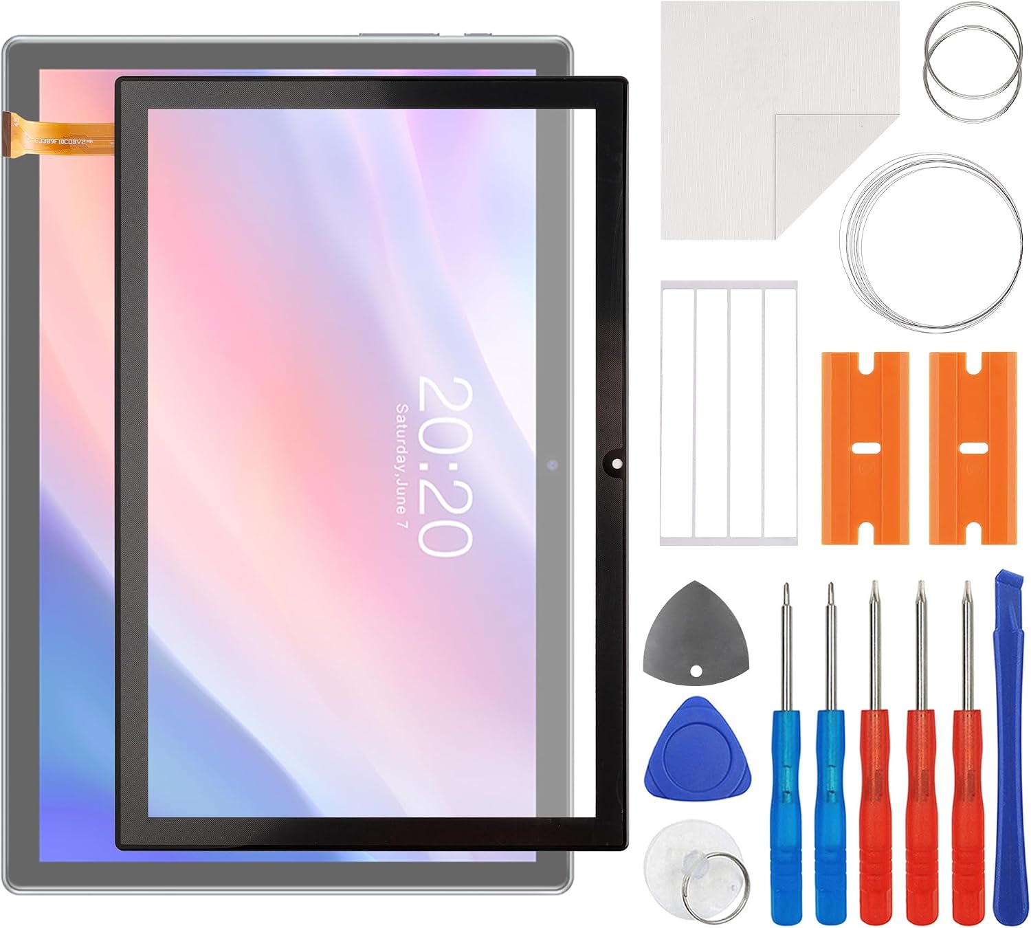 New Touch Screen Glass Digitizer Replacement for Teclast P20HD/Blackview Tab 8 Touchscreen Front Glass Panel with Repair Tools (NO LCD Display)