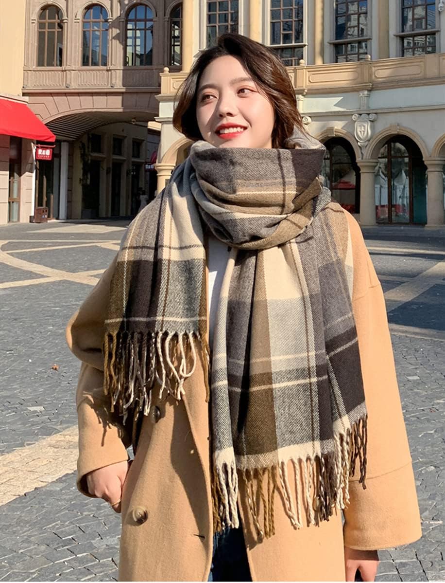 Women's Plaid Blanket Scarf Fall Winter Soft Warm Large Lattice Shawl Wraps Big Tartan Scarves for Ladies - Image 2