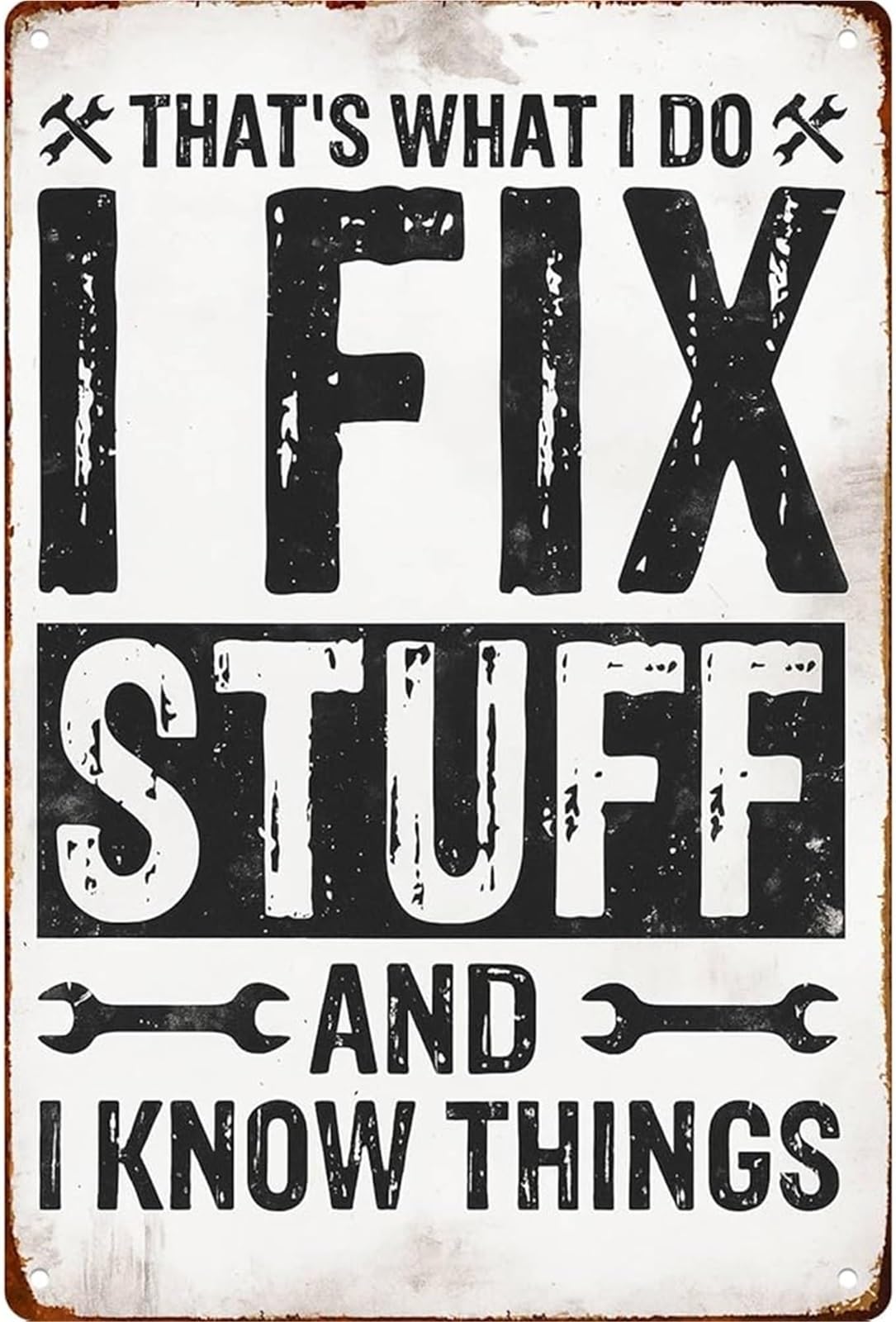 NWPNLXEA Toolbox Humor Metal Sign Witty Quote Wall Decor for Garage Workshop Man Cave DIY Space 8 X 12 in