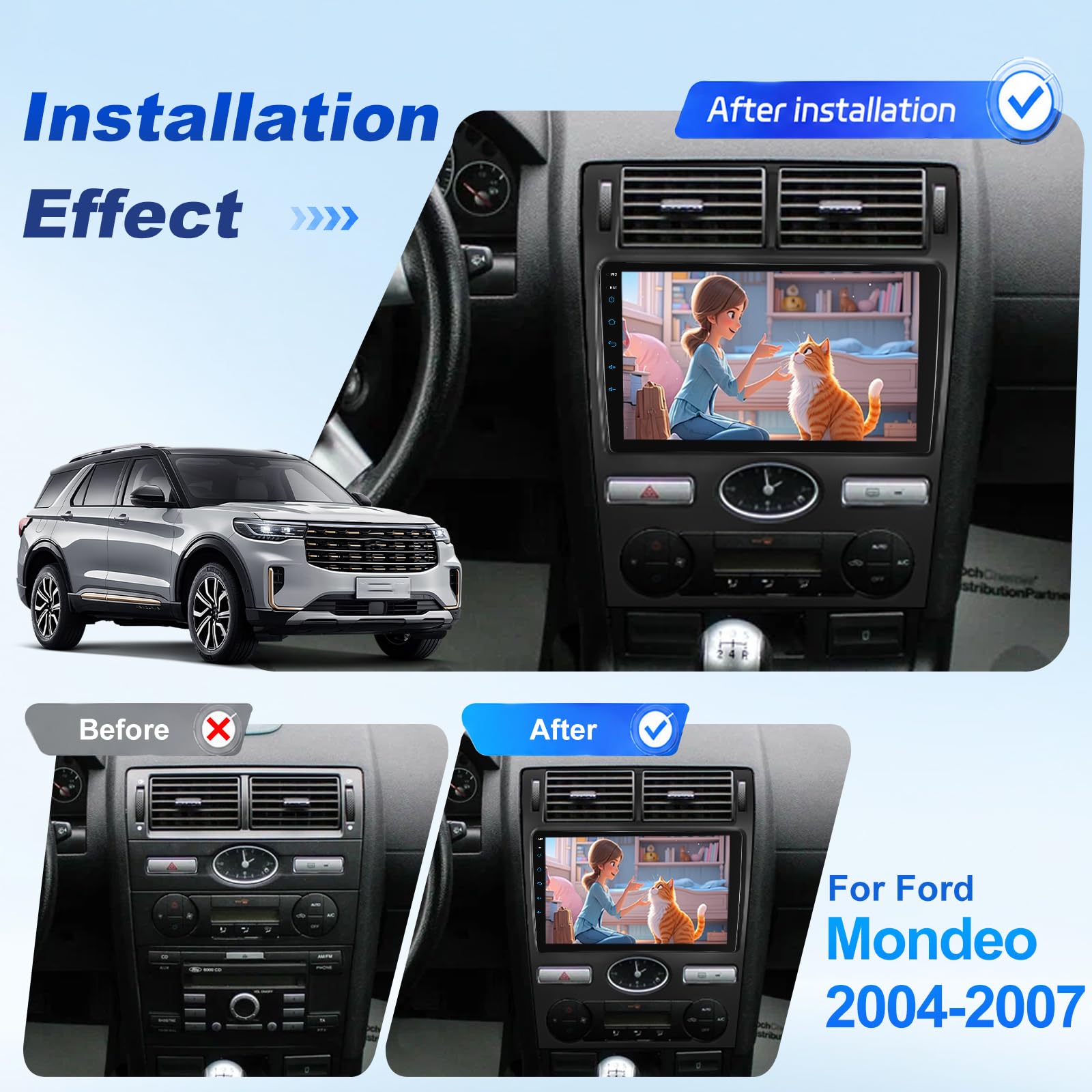 Autoradio für Ford Mondeo 2004-2007 mit drahtlosem CarPlay/Android Auto