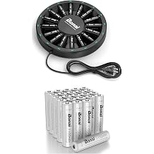 BONAI Battery Charger AA AAA 16 Bay with Rechargeable AA Batteries 16 Pack & Rechargeable AAA Batteries 24 Pack
