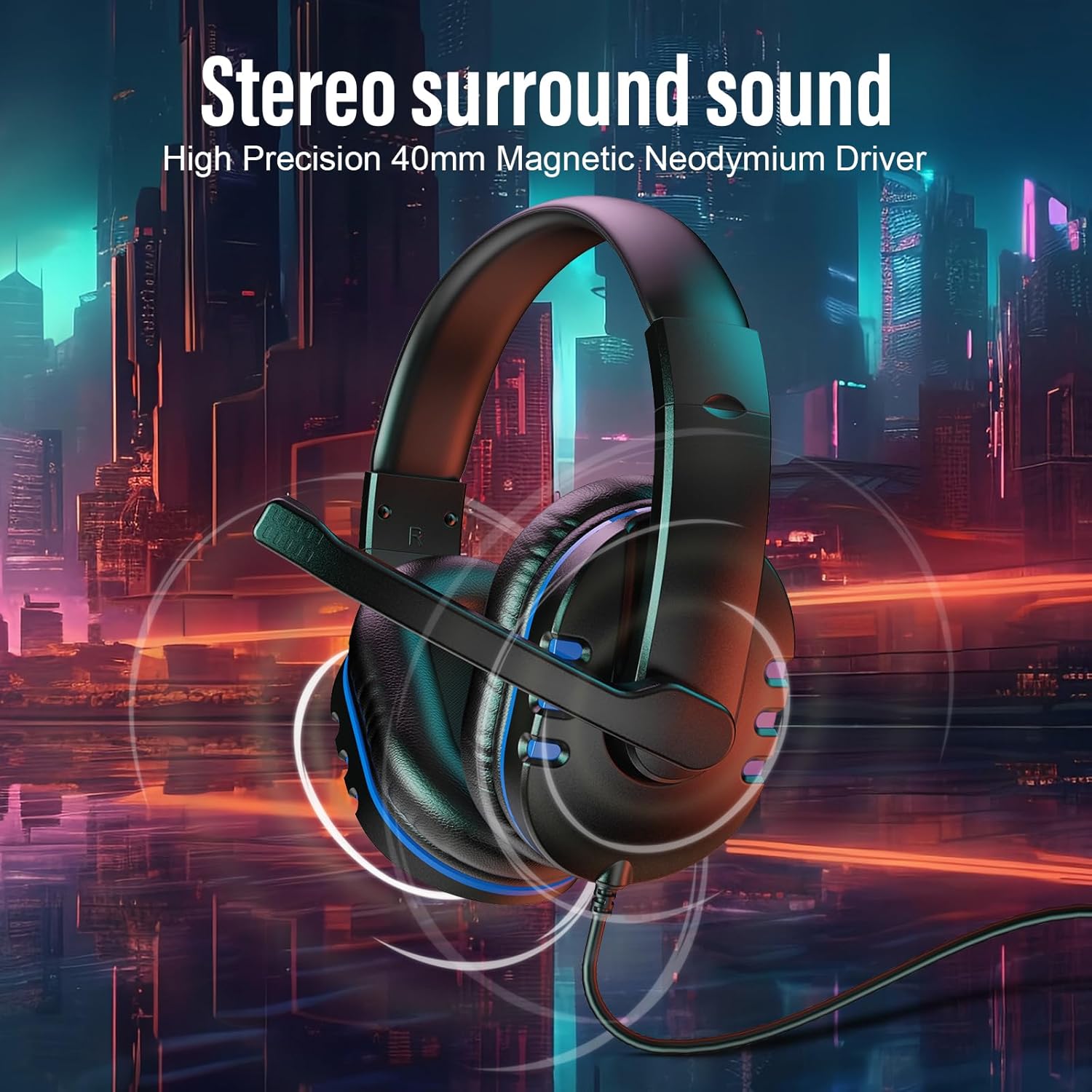 Diswoe Gaming Headset for Ps-4 Ps-5, Headset for Xbox One s 3.5mm Wired Over-head Stereo Gaming Headphone with Mic Microphone Volume Control for PC Xbox One s Tablet Laptop Smartphone