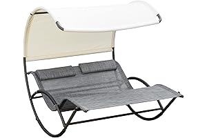 Cozy and Delightful Outsunny Double Chaise Lounger with Canopy for Outdoor Relaxation