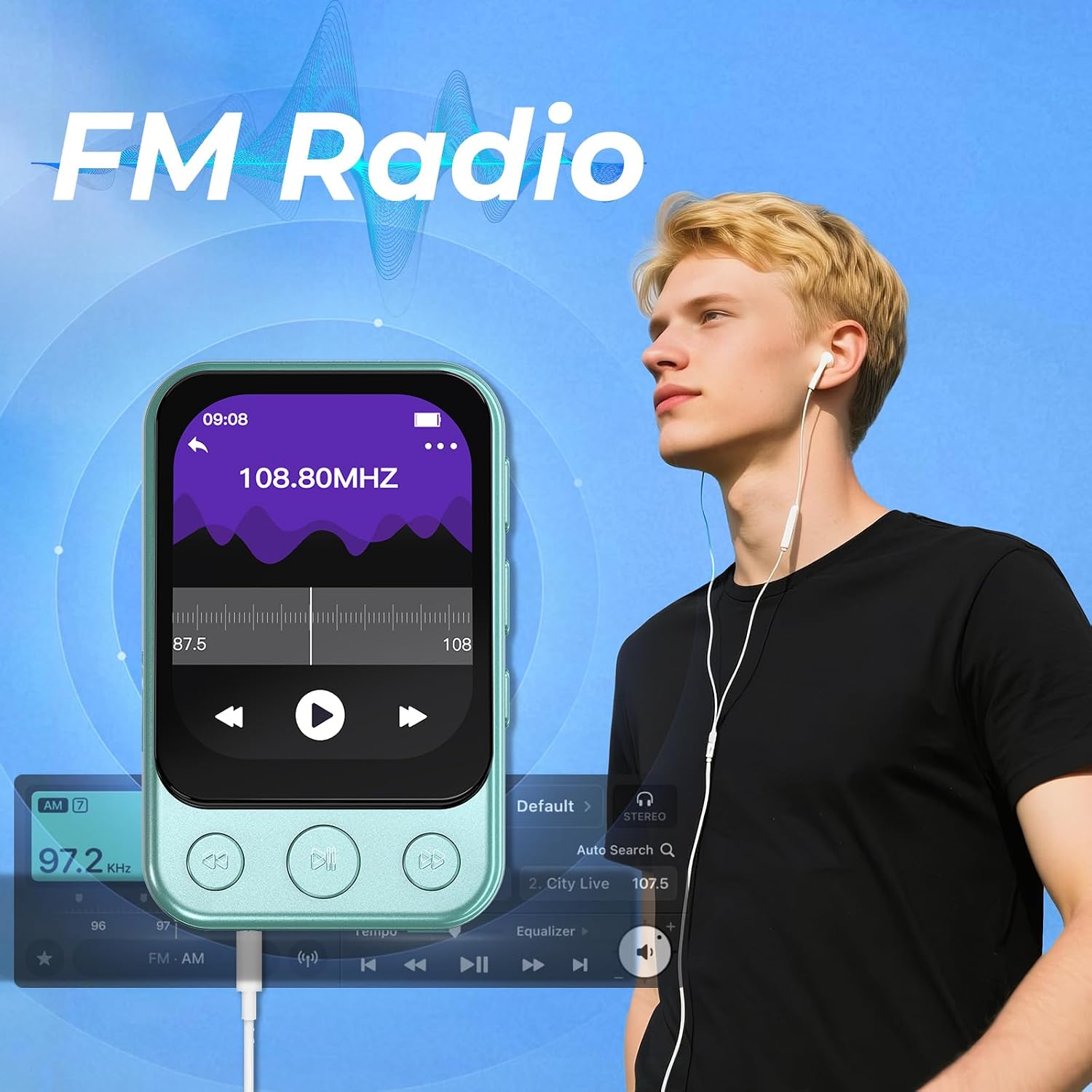 64GB Clip MP3 Player with Bluetooth 5.3 & Speaker, Only 1.2 Oz