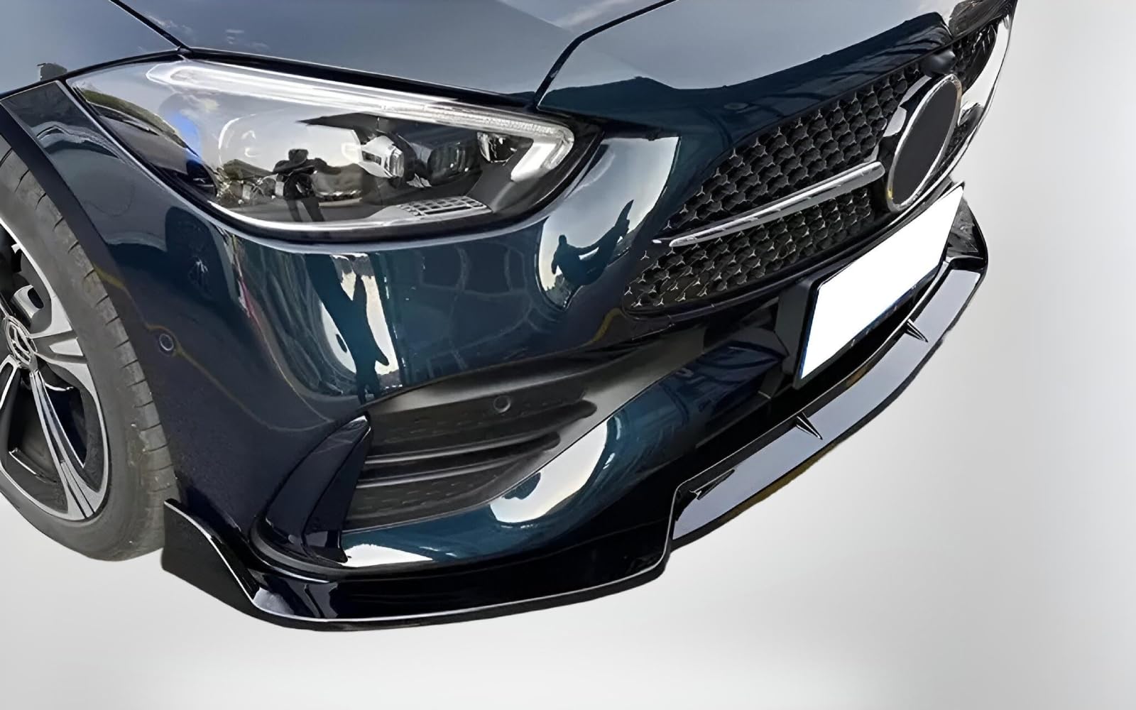 Mptuned Frontstoßstangen-Spoiler Glänzend Schwarz Kompatibel mit Mercedes-Benz C-Klasse W206 C300 AMG Limousine 2022-2024 | Hochwertiger ABS Kunststoff, Inklusive Befestigungsmaterial