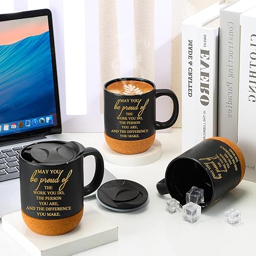 Miniatura 5 de Zubebe 4 piezas de regalos de agradecimiento para empleados, tazas de agradecimiento de cerámica de 15 onzas, tazas de café de agradecimiento