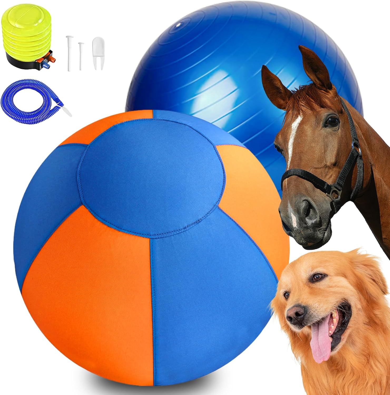18" Herding Ball for Dogs - Upgraded Chew-Resistant Double-Layer Material Durable Waterproof Dog Toy Suitable for Australian Shepherds, Cattle Dogs, Sheepdogs (Orange+Yello+Blue)