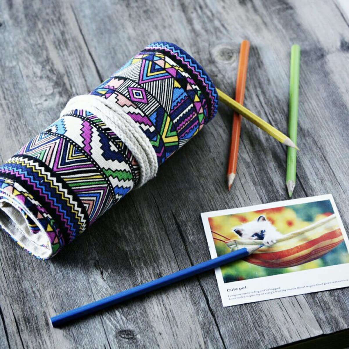 Lurrose 3stücke Slots Stifte Roll-up Organizer Waschbarer Federmäppchen Für Schüler Künstler Und Bastler Ethno-Stil Für Stifte Und Malutensilien