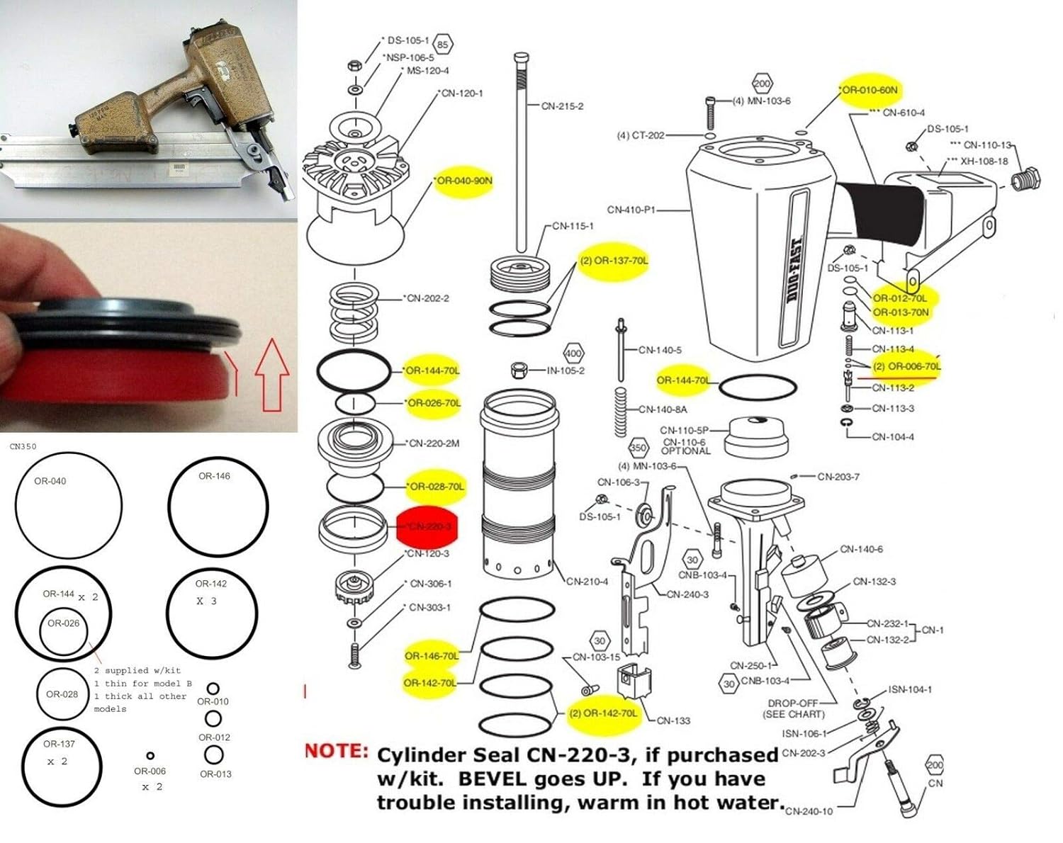 Duo-Fast CN350 O-Ring Cylinder Seal Parts Kit Singapore | Ubuy