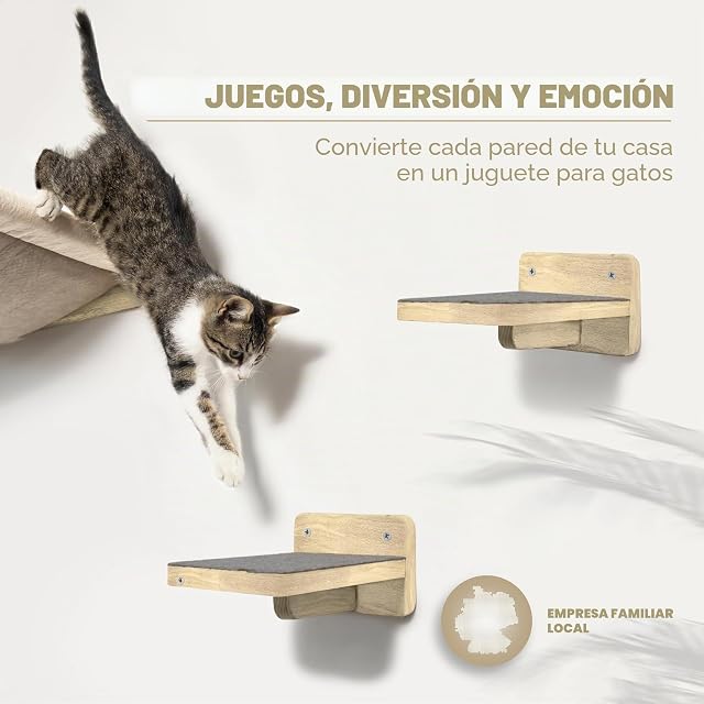 Foto 5 de 8 de WOOWOOD® Pared de escalada para gatos - 2X Escaleras de pared para gatos [Madera maciza] - Rascador para pared